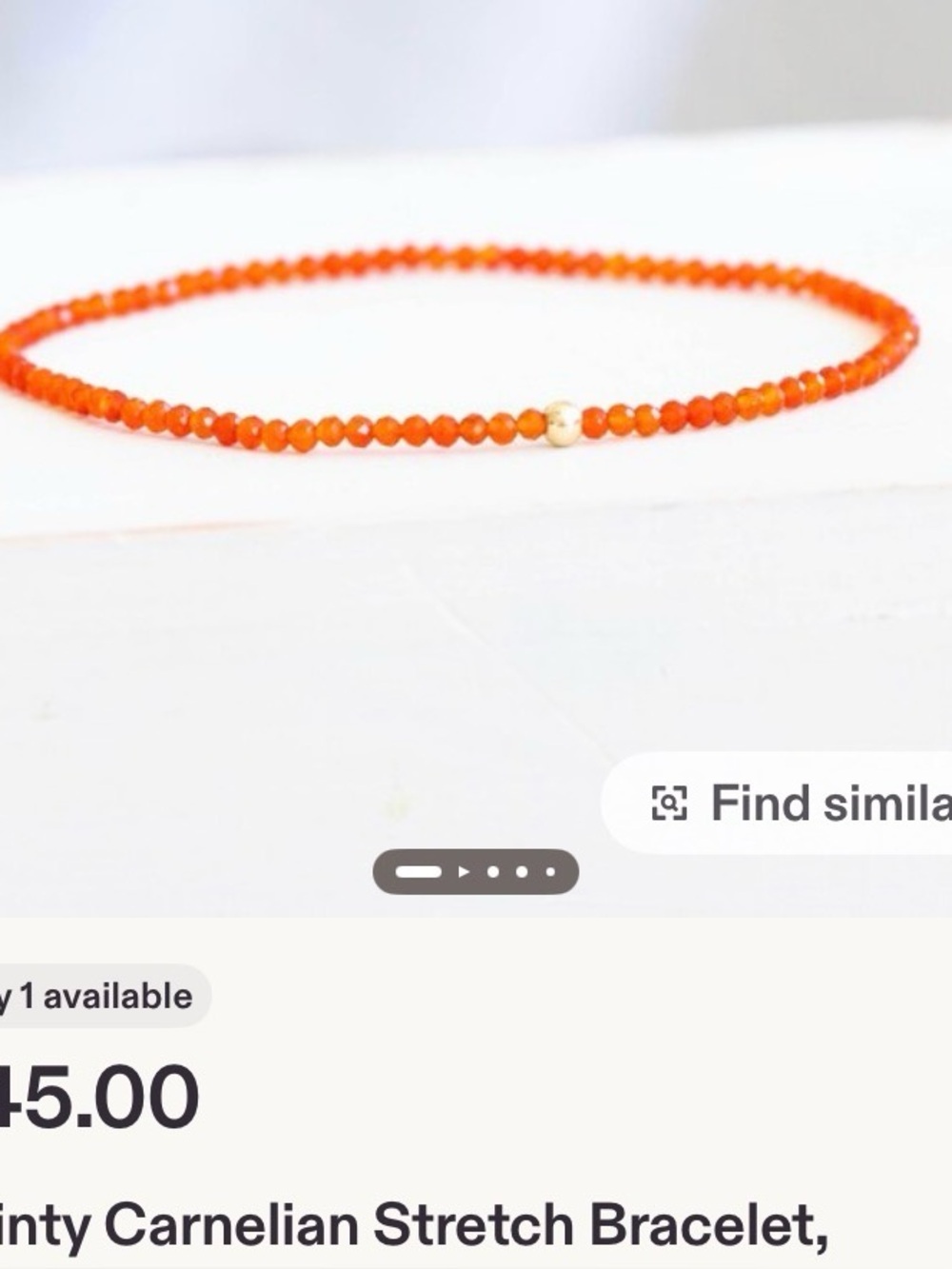 Carnelian Bead Stretch Bracelet - Orange